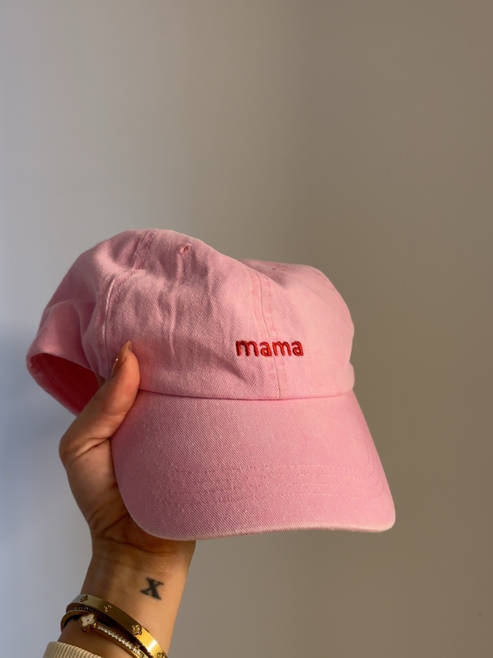 Pink "mama" Embroidered hat from little and fern